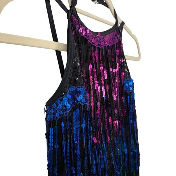 Weissman One Piece Romper Dance Costume Sequins Fringe Leotard 10926 sz LC - Picture 4 of 16